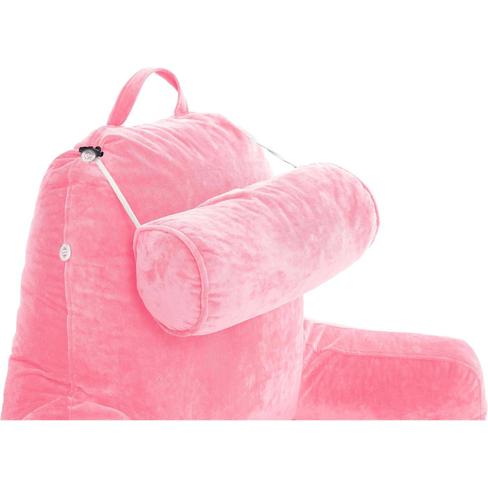 Подушка для чоловіка з підлокітниками - темно-сіра, для читання та відпочинку в ліжку, висока спинка, преміум піна пам'яті, знімний валик для шиї, оригінальна версія (світло-фіолетовий)