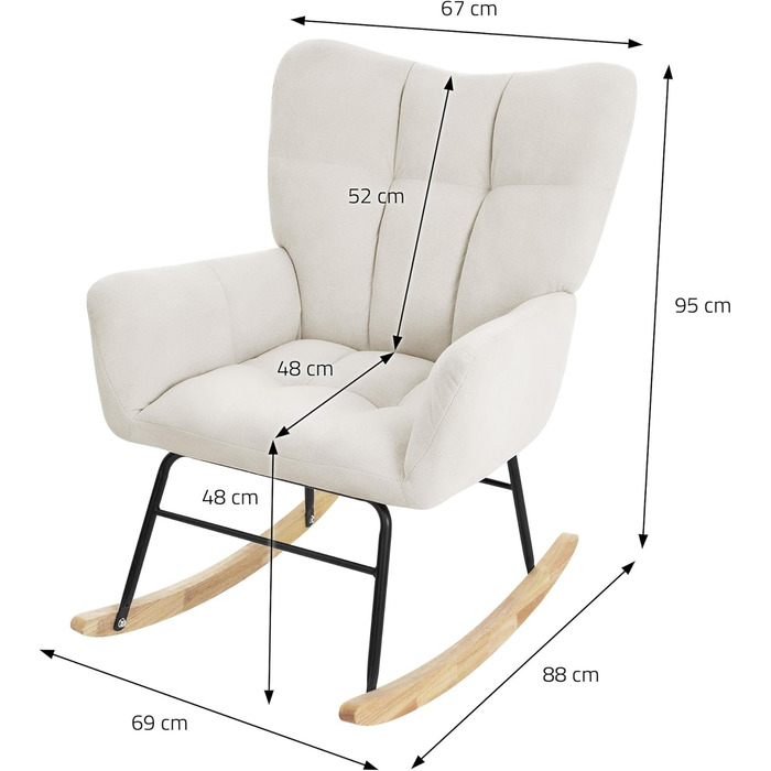 Крісло-гойдалка ML-Design бежевого кольору з оббивкою під фліс, дерев'яні полози, для вітальні, спальні, балкона