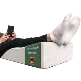 Подушка для ніг та підтримки ніг - для підйому ніг, фіксації колін, фіксації ніг, клиновидна подушка, підтримуюча подушка - ідеально як подушка для лімфи та венозна подушка, білий, плоска