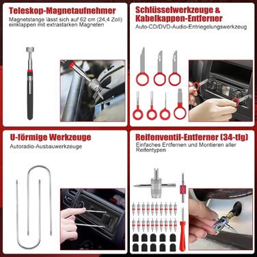 Набір інструментів Sundpey 379 предметів у кейсі з висувним ящиком, універсальний набір для дому та ремонту, червоний (132 предмети)