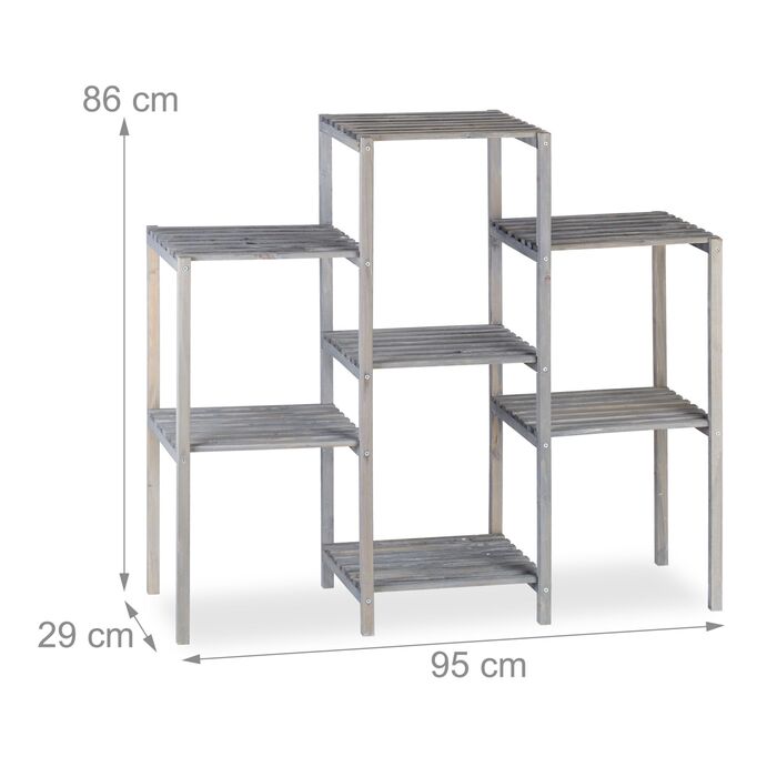 Стелаж для квітів Relaxdays сірого кольору з дерева