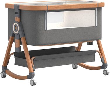 Дитяче ліжко-манеж GLOKID 3 в 1 з регулюванням висоти та нахилу матрацу (золотисто-сірий)