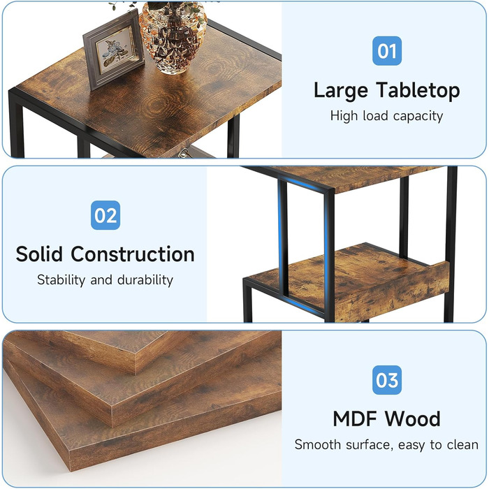 CAIYUN Стіл для принтера, стійка для принтера з фіксуючими колесами, візок для принтера на коліщатках з 3 рівнями, дерев'яно-металева конструкція, міцний і простий у збиранні, 30 x 44 x 65 см, (Коричневий)