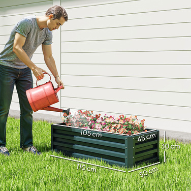 Набір з 2-х металевихRaised Garden Beds (Високі грядки), Відкритий ґрунт, Для саду та балкону, 110x50x30 см, Зелений