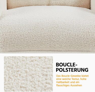 Крісло-релакс Yaheetech з регульованою підніжкою, крісло для телевізора, крісло-ліжак з тканини Boucle, колір слонова кістка