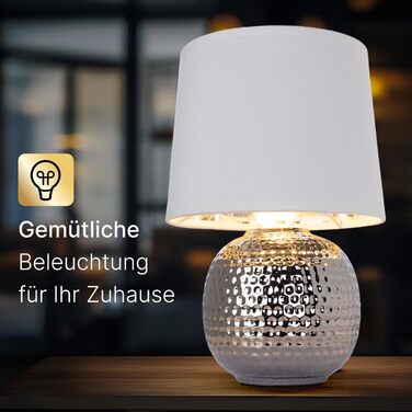 Лампа настільна ARTE LAMP LED з хромованою основою та абажуром з текстилю, біла – для вітальні та спальні