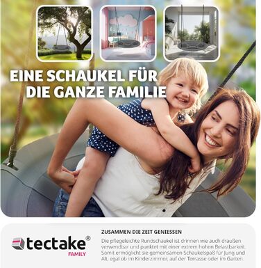 Шоукель Tectake® Nestschaukel: зручний та міцний гамак-шоукель для дітей та дорослих. Максимальне навантаження до 300 кг. Підходить для саду, дитячої кімнати. Діаметр 120 см та 100 см.