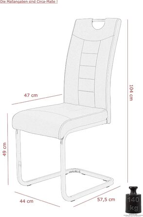 Набір з 4 кухонних стільців Hela Ruby, штучна шкіра капучино, металевий каркас, хромована ручка, до 140 кг