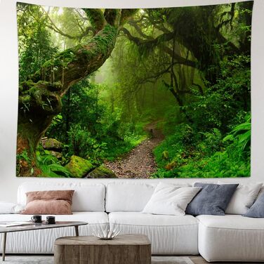 Настінне полотно Skcess Forest Green, 260x240CM, для спальні, природи, пейзажу, настінного гобелена