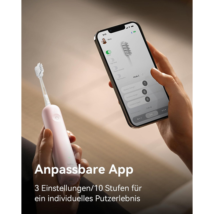 Електрична звукова зубна щітка Laifen Wave з 3 насадками, водонепроникна IPX7, для дорослих, рожева