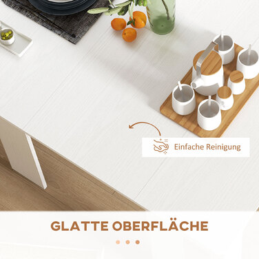 Розкладний обідній стіл, кухонний стіл, білий. Матеріал: ДСП. Розміри: 60-180 x 85 x 75 см.