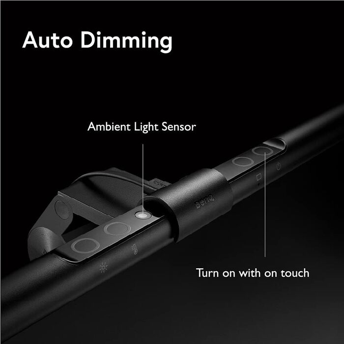 BenQ ScreenBar - LED лампа для монітора з регулюванням кольору та автоматичним затемненням, захист очей, USB зарядка, офісна лампа