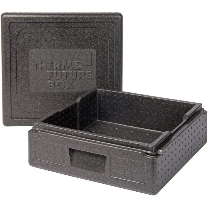 Термобокс майбутнього квадратний холодильник Thermobx транспортувальний ящик для зберігання тепла і ізольований ящик з кришкою, термобокс з пінополістиролу (спінений поліпропілен), чорний, (12 л)