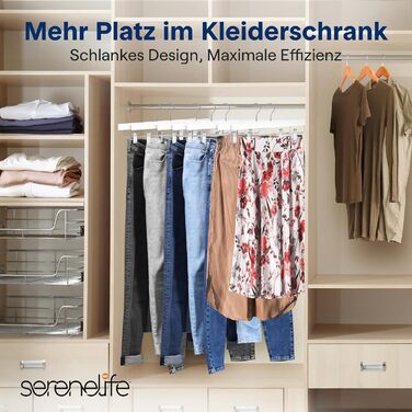 Дерев'яні вішалки для штанів SereneLife з кліпсами (20 шт.), 35,6 x 1,3 x 17 см, для джинсів, шортів, спідниць