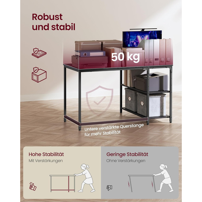 Настільний комп'ютерний стіл VASAGLE L-подібної форми з полицею, для дому та офісу, 110 x 80 см, чорний, без розетки