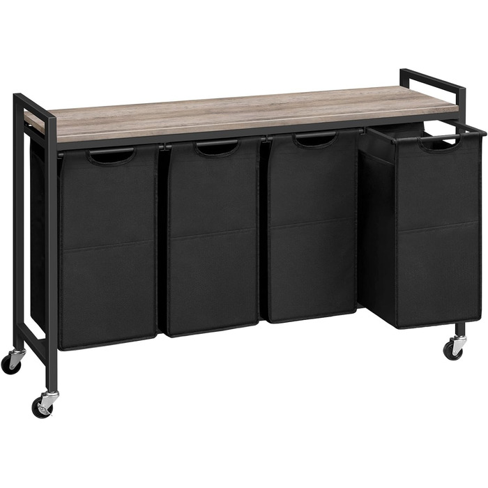 Кошик для білизни HOOBRO з 3 відділеннями, 119 л, з ручками та колесами, білий