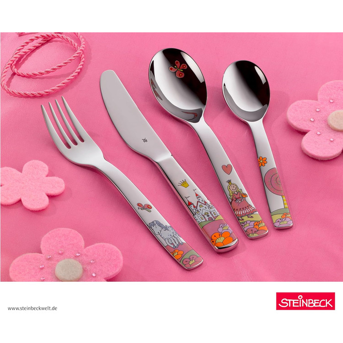 Дитячий столовий набір WMF Prinzessin Anneli з гравіюванням імені. Персоналізований подарунковий набір для хлопчиків та дівчаток. Ідеальний для хрещення.