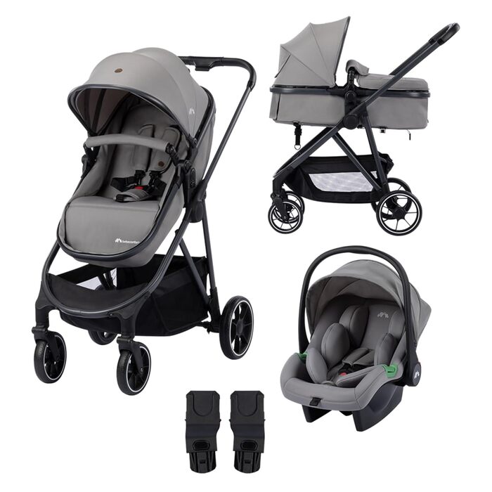 Дитяча коляска Bebeconfort Breeze Trio 3-в-1, 0-4 роки, до 22 кг, i-Size, компактна, сірий камінь