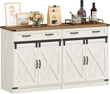 Кухонна шафа Hzuaneri з ящиком та 2 дверцятами, шафа для зберігання, регульовані полиці, стиль кантрі, 40 x 140 x 80 см, вінтажний коричнево-білий колір, SC94814X