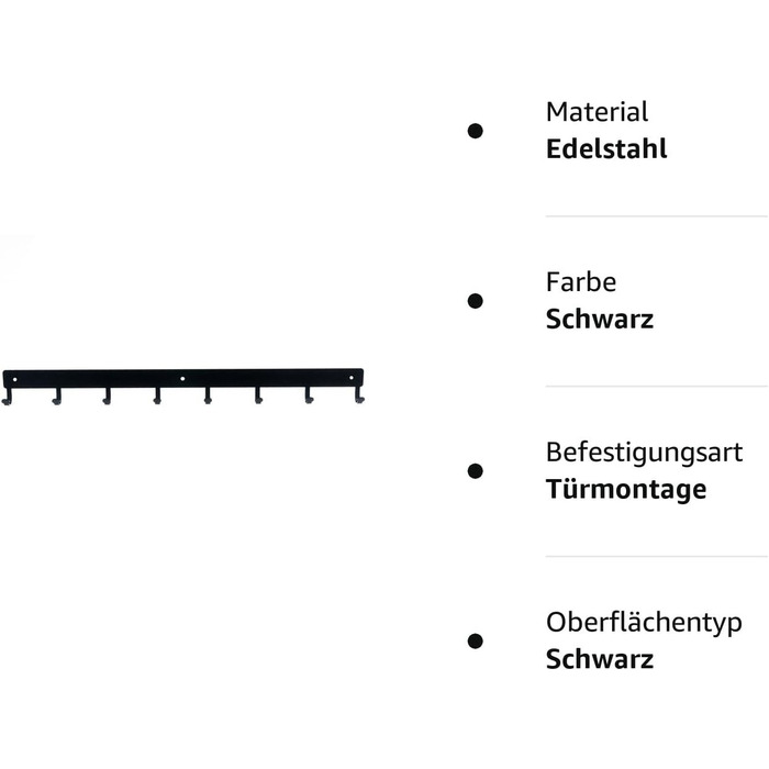 Гачки для одягу чорні 60 см ширина XXL 8 гачків вішалка для ключів міжкімнатні двері сучасні гачки для одягу на гвинтах з нержавіючої сталі настінна вішалка для одягу