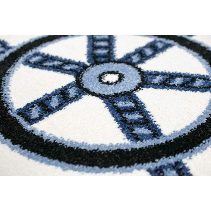 Дитячий килимок для ігор, килимок для хлопчиків, морський плед в синю кремово-сіру клітку, розмір (200 х 290 см)