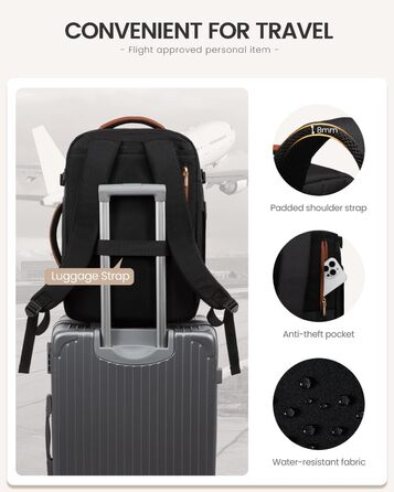 Чорний жіночий рюкзак OVEVOOK для подорожей та бізнесу, 40 л, з відділенням для ноутбука, водонепроникний, XL