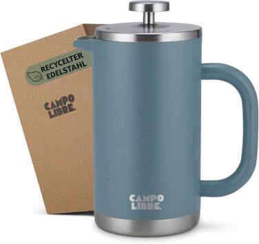 Френч-прес Campo Libre® Giorgio з нержавіючої сталі 0.6л (600мл) Neptune Blue | З термофункцією та фільтром