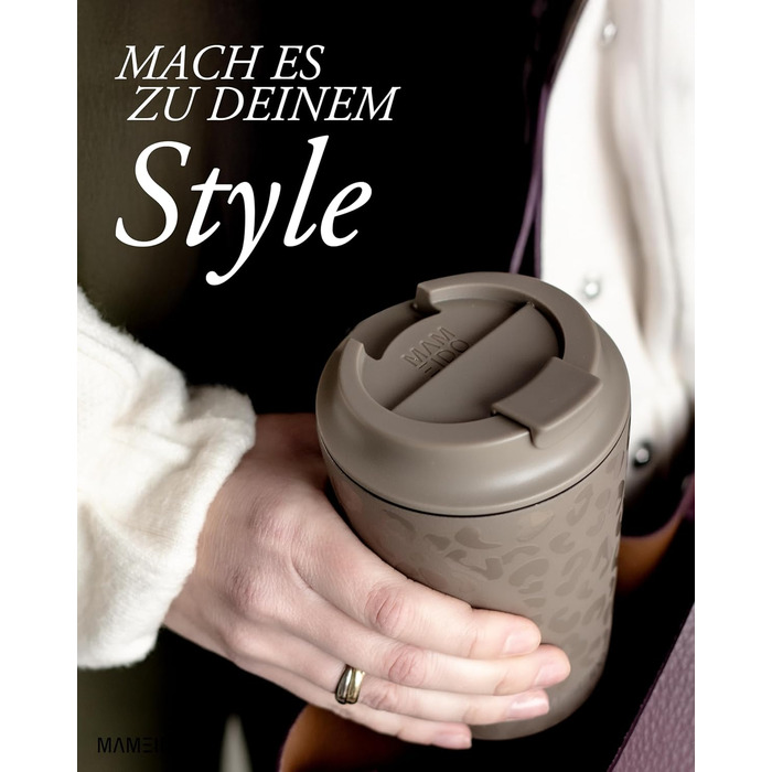 Термокружка MAMEIDO з трубочкою: ізольована, з кришкою, 350 мл, не протікає, Coffee to go, Wild Allure