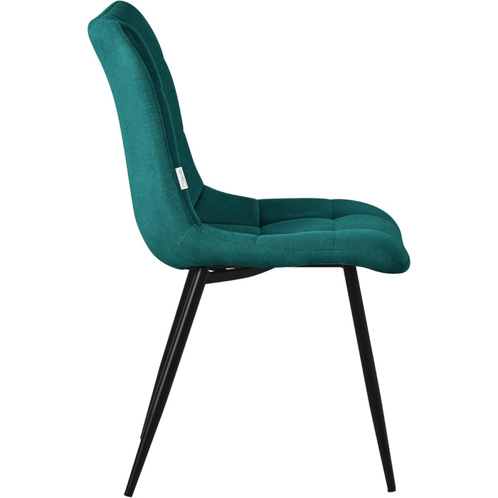 Крісла для їдальні ML-Design, оббивка тканиною, чорні металеві ніжки, 6 шт., Petrol