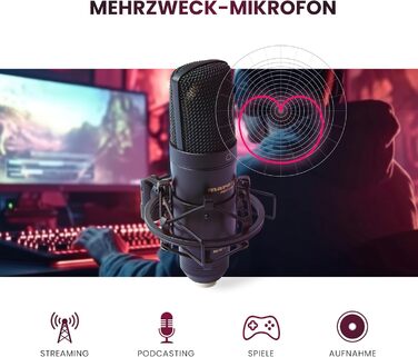 Мікрофон конденсаторний Marantz Professional MPM-1000U з великою мембраною, USB, нирковий характер, для подкастів, студії, геймінгу, з кабелем USB та кріпленням для мікрофона