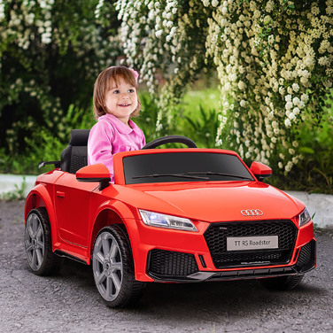 Електромобіль HOMCOM для дітей Audi 12V з пультом дистанційного керування 2,4G, музикою, звуком клаксона, світлодіодною підсвіткою, USB/MP3-роз'ємом, функцією руху назад, для дітей віком 3-5 років, червоний