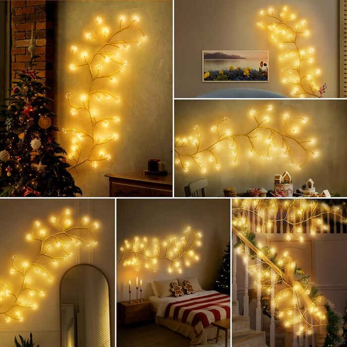 Льохіткерна гілка берези DAYLUMI, 96 LED, 8 режимів, для декору стін, вітальні, з розеткою, DIY, енергоклас F