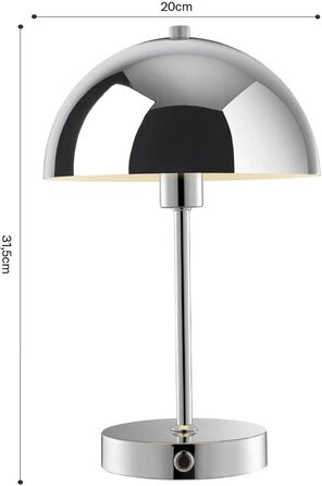 LED настільна лампа Mokebo® 'Leuchtturm' бездротова, акумуляторна, диммер, USB-C, вінтажний квітковий горщик, гриб, нічник, тауп, метал, тепле біле світло (сріблястий)