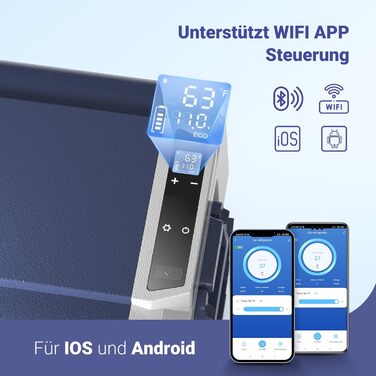 AAOBOSI Компресорна холодильна сумка 60 л з Wi-Fi, 12/24/240 В, -20°C до 20°C для авто, кемпінгу, човна, RV, з двозонною системою охолодження
