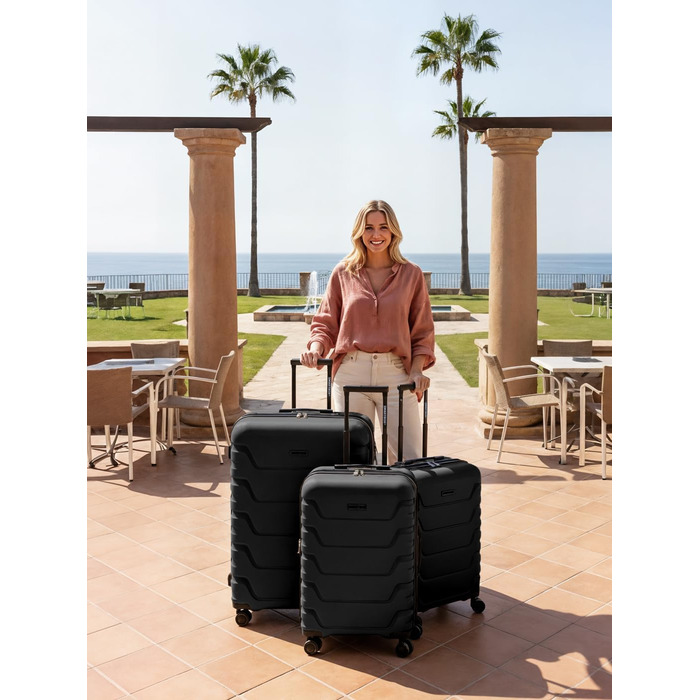 Набір валіз Smartbox Hartschalen 3 шт. | Розширюваний, з TSA-замком, з поліпропілену | Чорний | Для жінок та чоловіків (Edition 01)