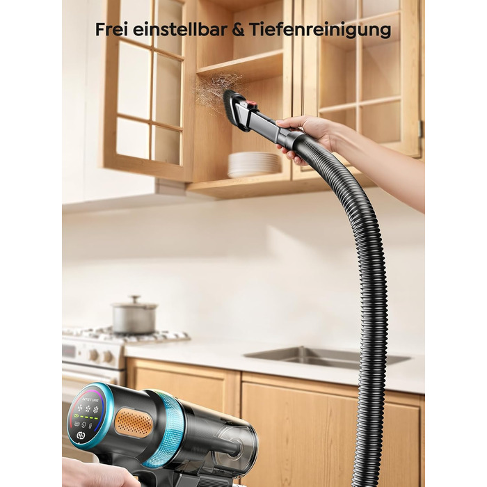 Бездротовий акумуляторний пилосос 50KPA/600W з подовжуваним шлангом 1м, стійка підставка, автоматичний режим, насадка проти ковтунів, багаторівнева фільтрація для килимів/твердих поверхонь/автомобіля