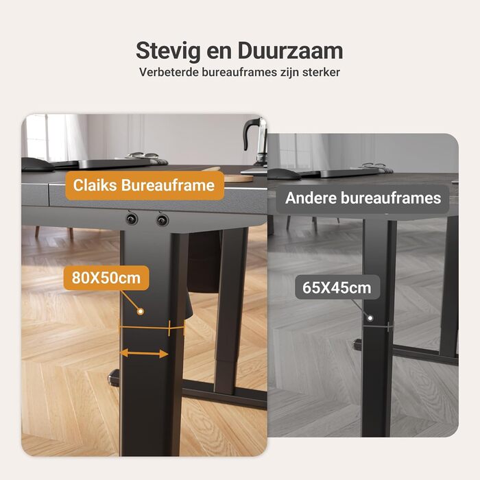 Регульований стіл Claiks з підйомною механізмом (FSC®), вантажопідйомність 80 кг, 3 функції пам'яті, гачки, тихий мотор, для дому та офісу, білий (180 x 80 см, чорний)