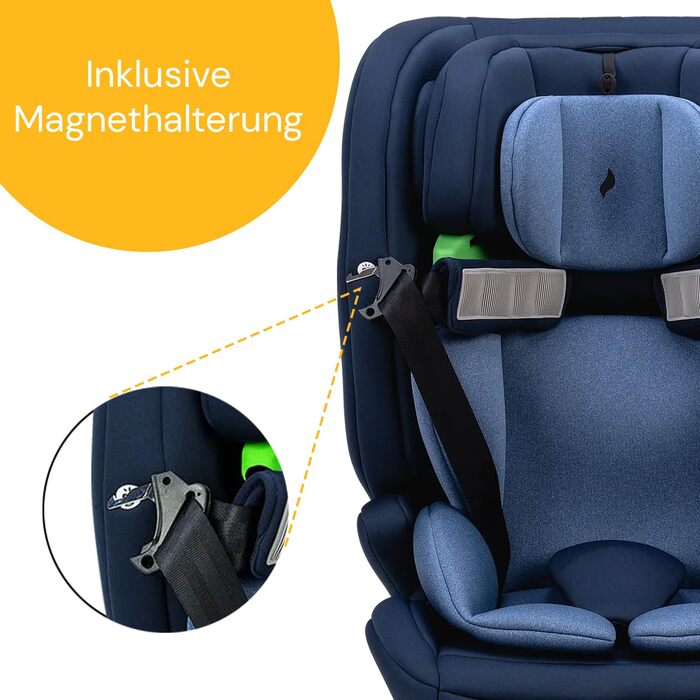 Дитяче автокрісло Osann Flux Isofix, i-Size від 76 до 150 см, зростаюче дитяче автокрісло Isofix - сірий меланж (I-Size Navy Melange)