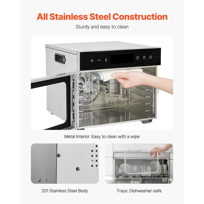 Електричний сушильний автомат VEVOR з 10 нержавіючих чаш, 1000 Вт: для м'яса, фруктів, овочів, трав, собачих ласощів