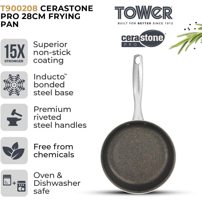 Сковорода Tower T900200 Cerastone Pro з антипригарним графітовим покриттям 28 см