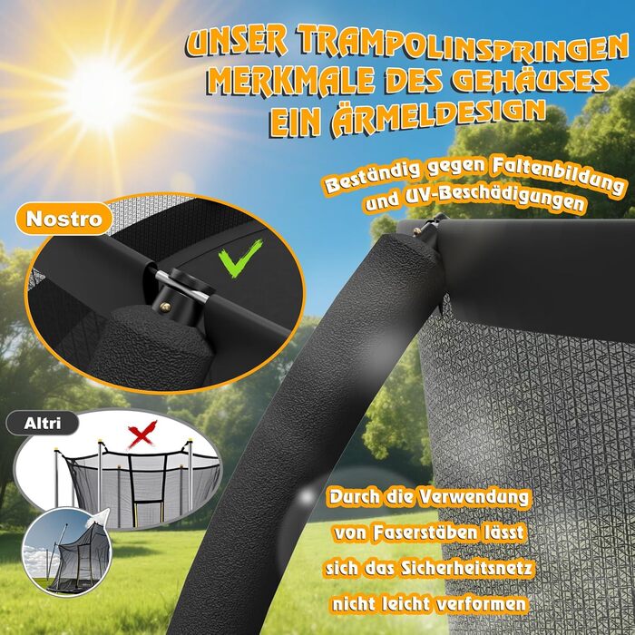 Батут Devoko вуличний Ø488 см з сіткою та драбиною, чорний - великий дитячий батут для саду з сертифікатом GS