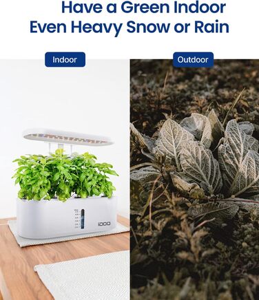 iDOO Система гідропоніки Smart Garden: 10 касет, таймер, LED лампа, вентилятор, регульована висота, для вирощування зелені