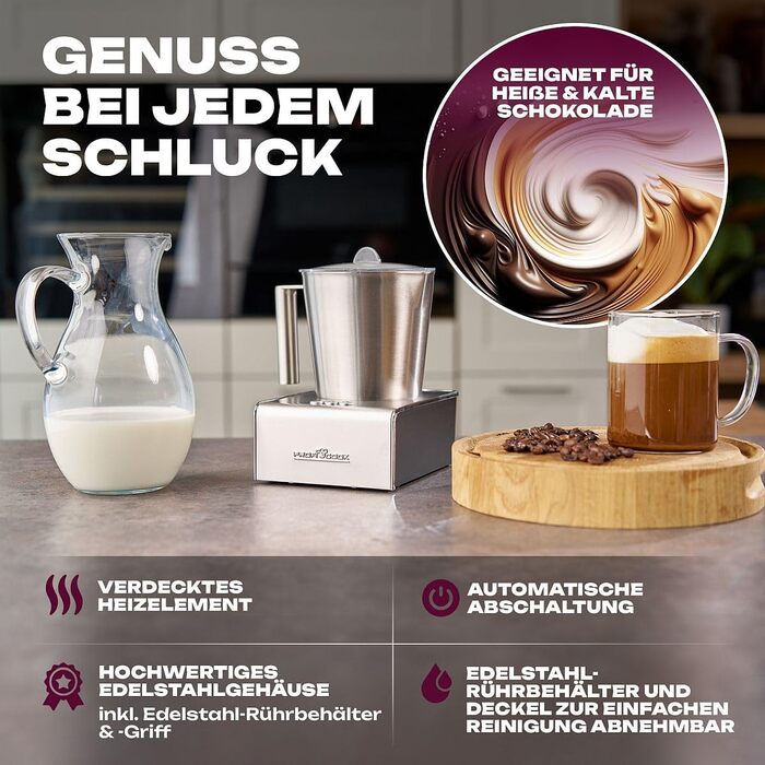 Електричний спінювач молока ProfiCook PC-MS 1032 з нагрівом та охолодженням | 6 функцій, нержавіюча сталь, 500 мл