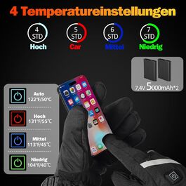 Обогріваючі рукавички для чоловіків та жінок, з акумулятором 5000mAh*2, 7.4V, 4 режими нагріву, перезаряджаються, зимові, непромокаючі, для катання на лижах та сноуборді