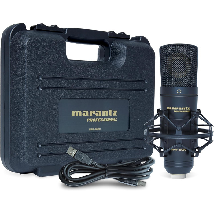 Мікрофон конденсаторний Marantz Professional MPM-1000U з великою мембраною, USB, нирковий характер, для подкастів, студії, геймінгу, з кабелем USB та кріпленням для мікрофона
