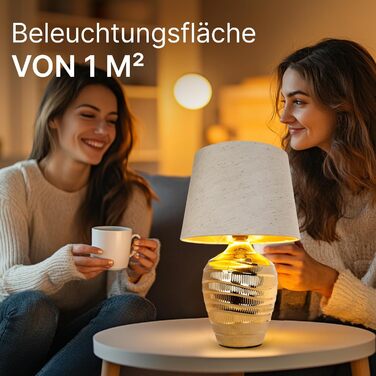 ARTE LAMP LED настільна лампа – класична декоративна лампа для робочого столу з хромованим корпусом та білим тканинним абажуром для вітальні та спальні – з кабелем, хром, білий