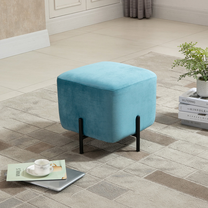 М'яка підставка для ніг HOMCOM з поліестеру та сталі 44,5 x 44,5 x 41,5 см бірюзового кольору, зручна та стильна для вашого дому