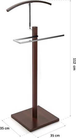 Сучасний чоловічий вішак Versa Wengue з 2 гачками для одягу, 112 x 35 x 35 см, дерево, коричневий & хром