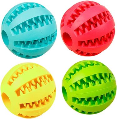 Іграшка для собак AGIA TEX м'яч для ласощів розумові тренування та розваги натуральний каучук 7 см (4 шт. и, червоний, синій, зелений та жовтий)