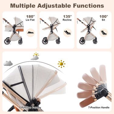 Дитячий візочок Zkipm 3 в 1, комплект з люлькою, автокріслом, функція складання, регульована спинка, великий капюшон, до 15 кг, 0-3 роки (8-V8-ISOFIX-Блакитний)